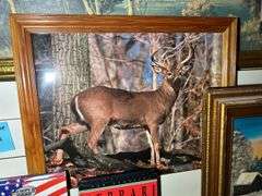 Magazine Rack with Books, Painting by D Smith & some Prints