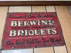 Berwind Genuine Pocahontas Briquets Embossed Metal Sign