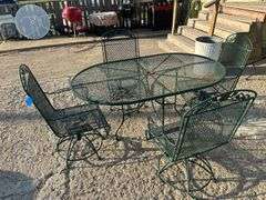 Oval Metal Patio Table & 4 Chairs
