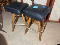 Pair of Padded Swivel Bar Stools