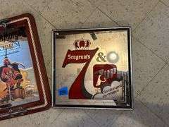 Captain Morgan Mirror, Seagram's 7 Cardboard Sign, Seagram's 7 & 7-Up Mirror