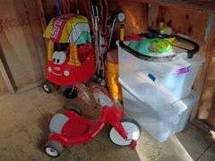 Tomato Cages, Totes, Plastic Radio Flyer Trike, Little Tikes Car, & More