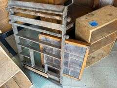 Collection of Wooden Boxes, Cupboard Part, Display Pieces, & Ribbed Glass