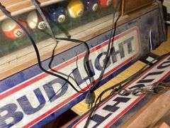 Bud Light Signs & a Wooden Wood Rubbers Box