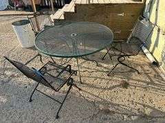 Round Metal Patio Table & 3 Chairs
