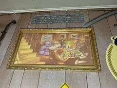 Keystone Light Framed Sign, Justin Boots Sign, Belt Buckle, Coors Banquet Beer Sign, Scythe, & More