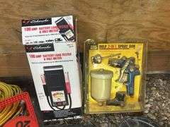 Romex 12/2 Wire, HVLP Spray Gun, Reel Of Cable, SAE Socket Set, & Battery Load Tester