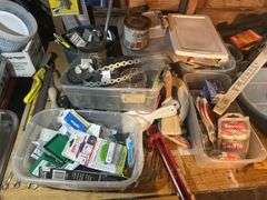 Contents of Tabletop - Tools, Wrenches, Painting Supplies, Fixtures, Copper Fittings, & Map Pro Gas