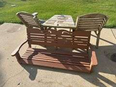 Wood Patio Chair Set & Porch Swing
