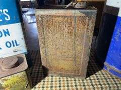 Collection of Oil Cans & Related Plus a "B" Branding Iron & a Bench