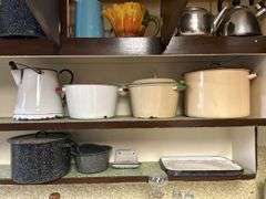Enamel Coffee Pots, Other Enamel Pieces, Teapots, & Pitchers