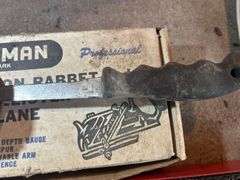 Craftsman Rabbet Plane, 1968 Chevy Owners Manual, Clipboard from Norma ND, Buck Knife, & Weathervane