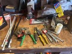 Contents of Countertop & Pegboard - Tools, Hardware, Shop Rags, & More