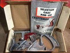 Craftsman Rabbet Plane, 1968 Chevy Owners Manual, Clipboard from Norma ND, Buck Knife, & Weathervane
