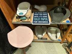 Enamel Bed Pans & a Stool
