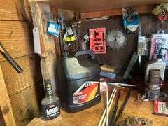 Contents of Countertop & Pegboard - Tools, Hardware, Shop Rags, & More