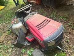 Engine Stand, Small Disc, Old Propane Tanks, Riding Lawnmower, & More