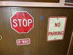 Stop, 4 Way, & No Parking Signs