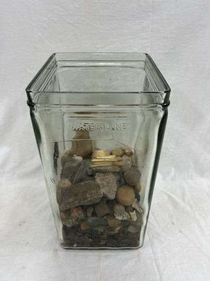 Glass Battery Jar with Rocks, Shards, Teeth & More