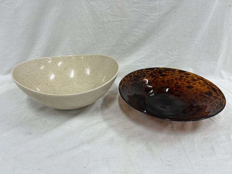 12-Inch Diameter Murano Style Glass Bowl & Red Wing Bowl