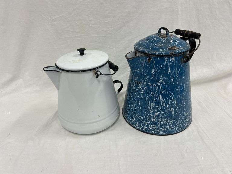 Pair of Enameled Coffee Pots
