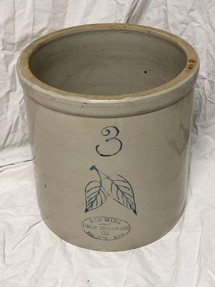 3-Gallon Red Wing Union Stoneware - Leaves - Cracked