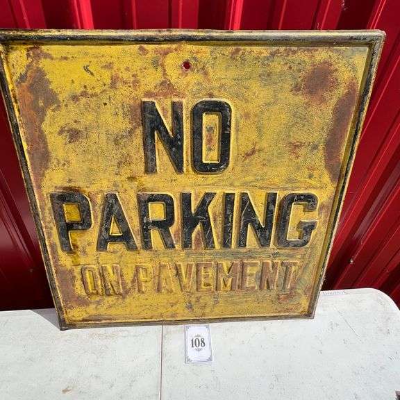 NO PARKING on Pavement Vintage Sign