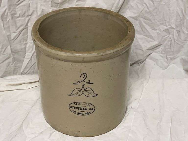 2-Gallon Union Stoneware Crock with Leaves