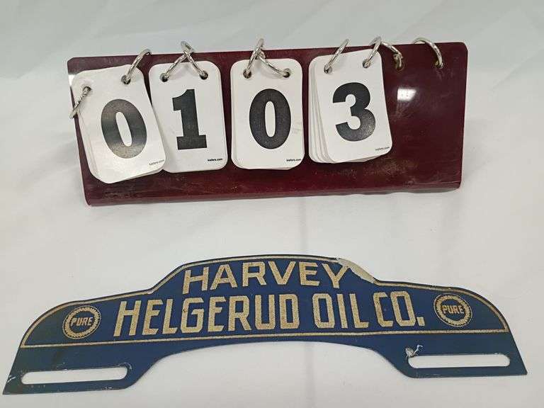 Pure Oil / Helgerud Oil License Plate Topper - Harvey North Dakota