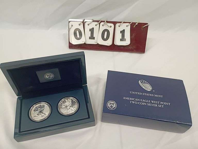 Set of 2 American Eagle Silver Dollars from The West Point Mint