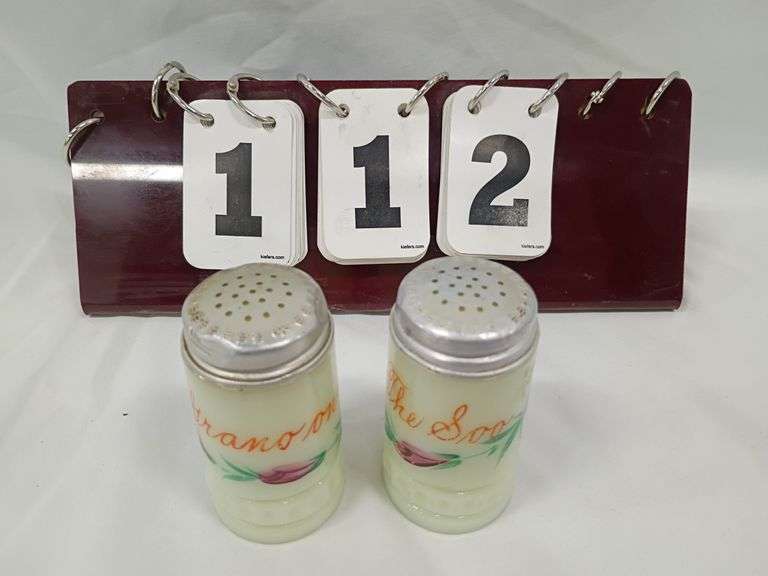 "Grano On The Soo" Custard Glass Salt & Pepper Shakers