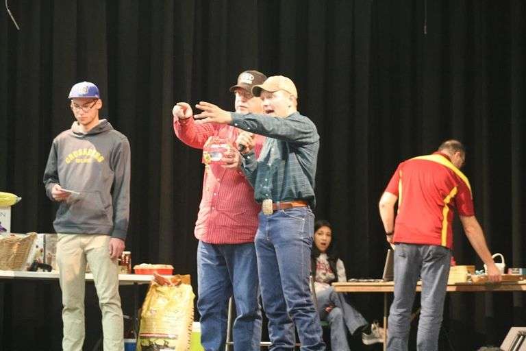 Ben Stiegelmeier, auctioneer at Integrity Auctioneers, selling an estate item at live auction in North Dakota