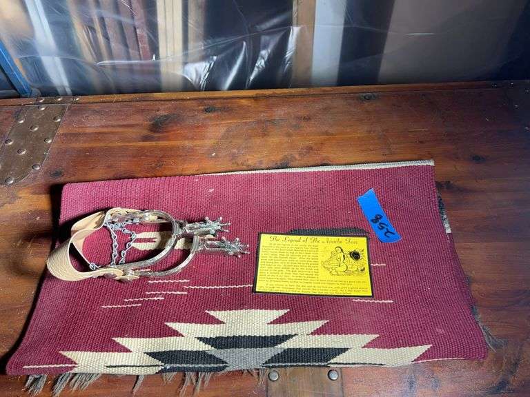 Apache Style Rugs Woven Native Style Rug, Apache Tear, & Spurs - Integrity Auctioneers