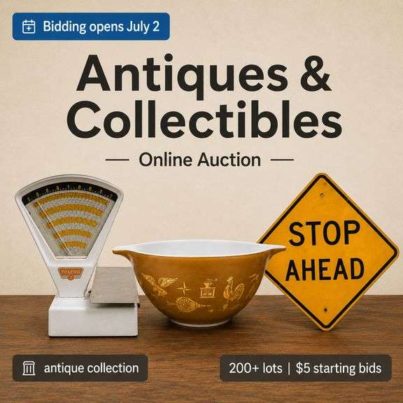 Antique Red Wing Stoneware, Cast Iron, Farm Primitives, Road Signs, Vintage Toys, Advertising, Vinyl Records, and Rustic Collectibles 