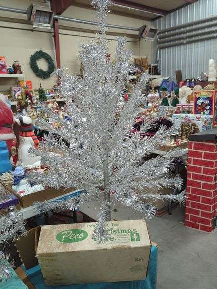 Vintage blue aluminum christmas tree