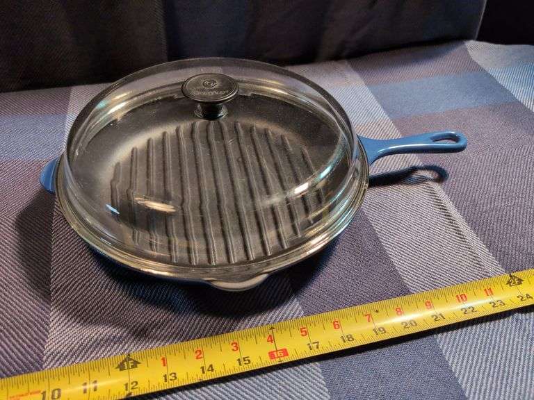 LE CREUSET 10-1/2" CAST IRON GRILL PAN WITH LID