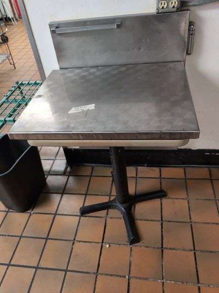 COMM. CAST BASE TABLE WITH EXTRA STAINLESS STEEL TOP (21-1/2" X 26-1/2" X 30" TALL)