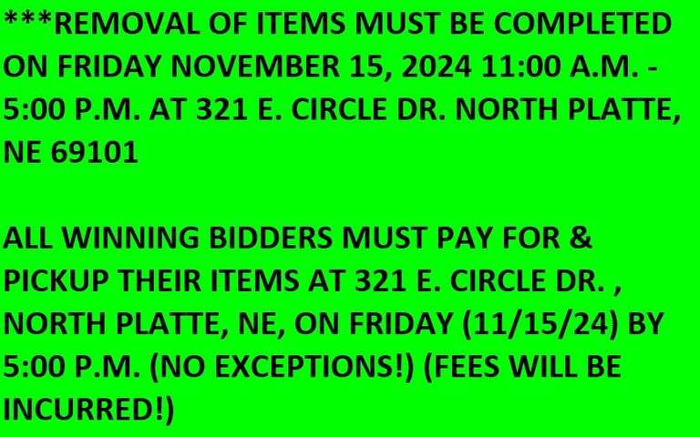 REMOVAL DATE, TIME, & INFORMATION