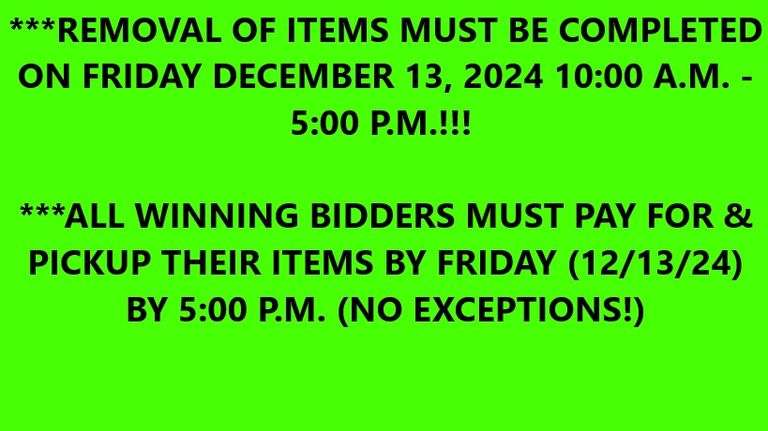 REMOVAL DATE, TIME, & INFORMATION