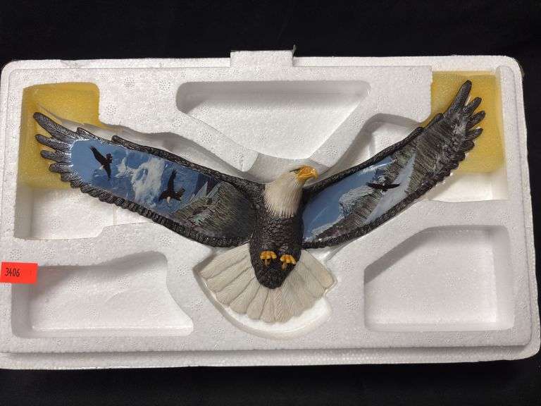 HAND PAINTED PORCELAIN EAGLE SCULPTURE WITH COA