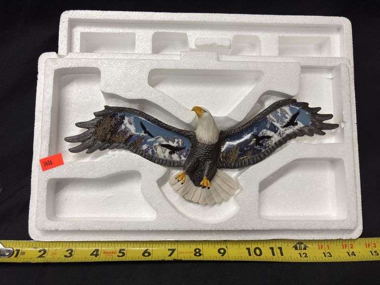 HAND PAINTED PORCELAIN EAGLE SCULPTURE WITH COA