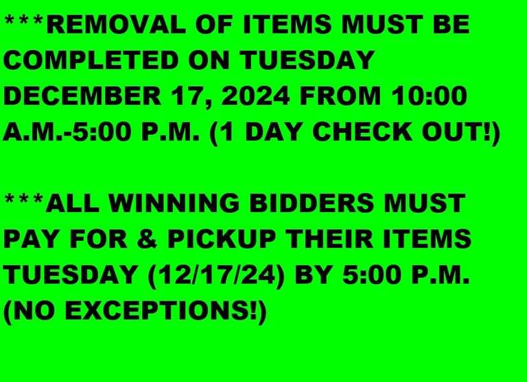REMOVAL DATE, TIME, & INFORMATION