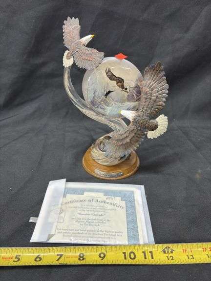 HAND-CAST HAND-PAINTED EAGLE SCULPTURE WITH COA