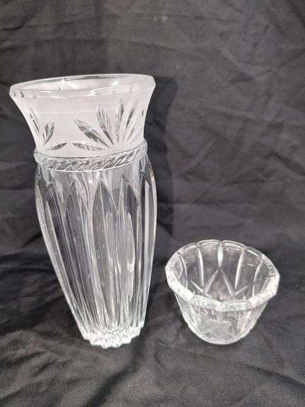 LEAD CRYSTAL 12" TALL VASE & 5" BOWL