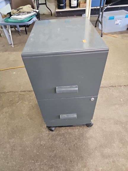 2 DRAWER ROLL AROUND METAL FILE CABINET