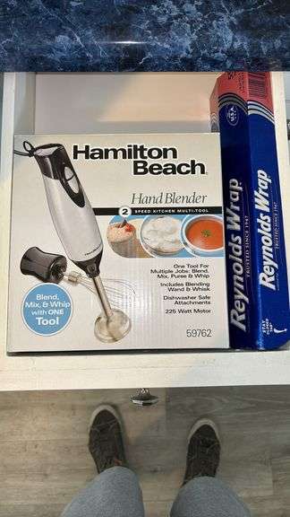 HAMILTON BEACH HAND BLENDER, SOME REYNOLDS WRAP