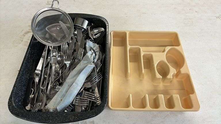 ASSORTED FLATWARE, ETC.
