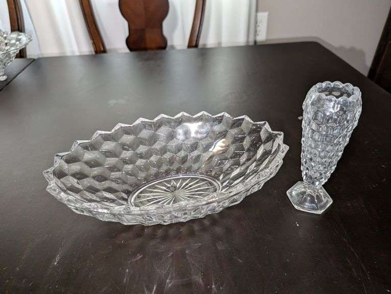 FOSTORIA AMERICAN SERVING BOWL & VASE