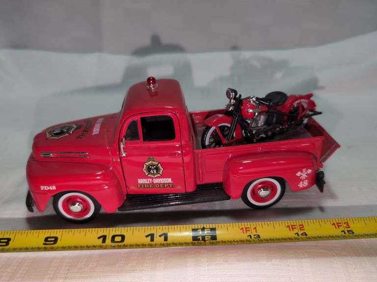 1948 FORD F-1 HARLEY-DAVIDSON FIRE DEPT. DIECAST PICKUP TRUCK MODEL