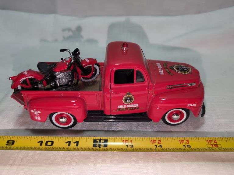 1948 FORD F-1 HARLEY-DAVIDSON FIRE DEPT. DIECAST PICKUP TRUCK MODEL